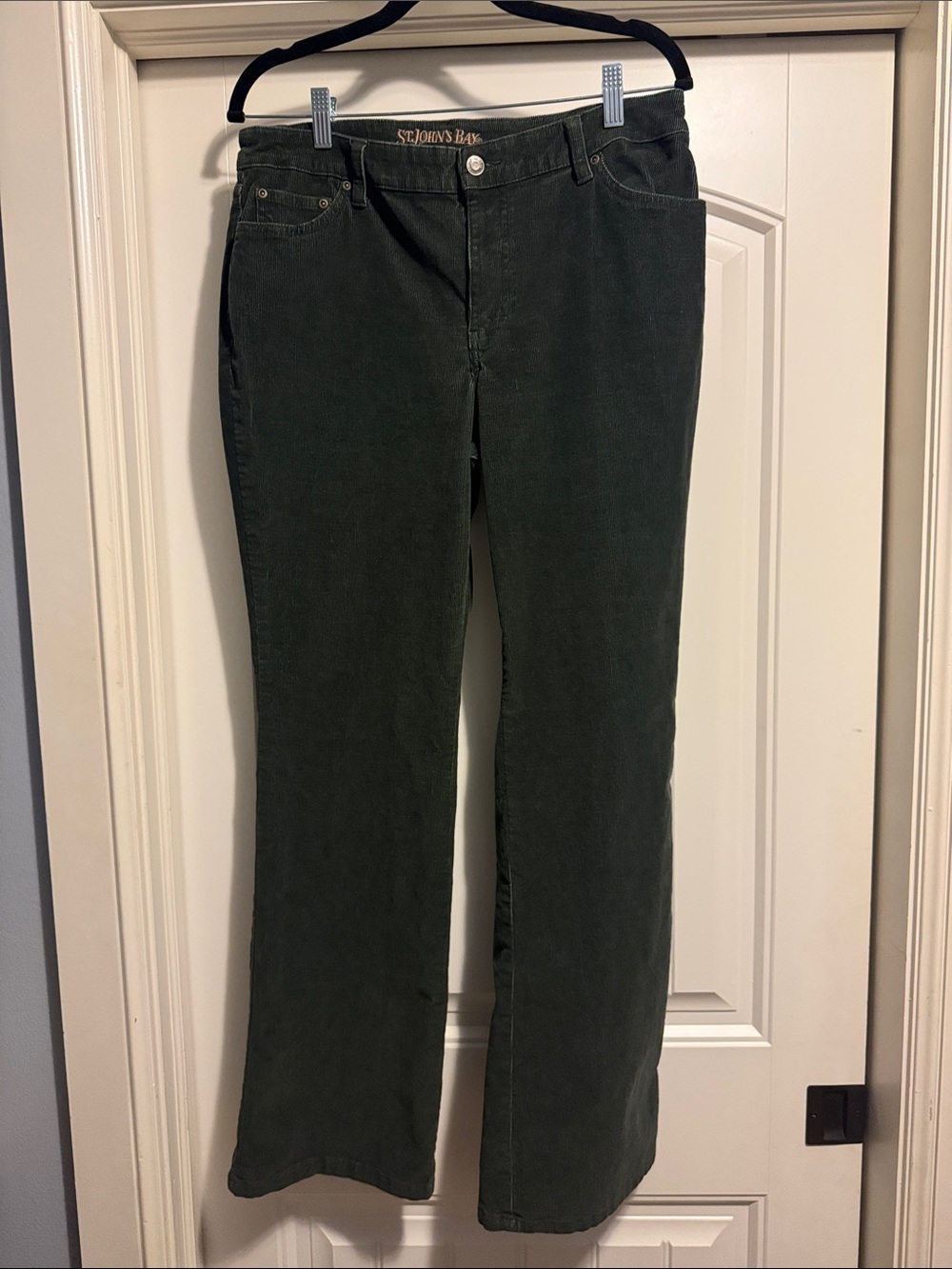 St. John's Bay Women's Dark Green Corduroy Wide Leg Jeans